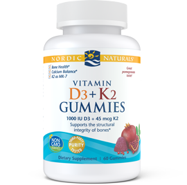 Nordic Naturals, Vitamin D3+K2 Gummies Pomegranate 60 Gummies