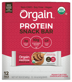 Orgain, Organic Protein Snack Bar Peanut Butter Chocolate Chunk 12 Bars